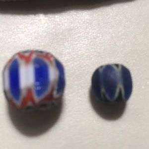 Vintage Chevron beads two one large one small glass